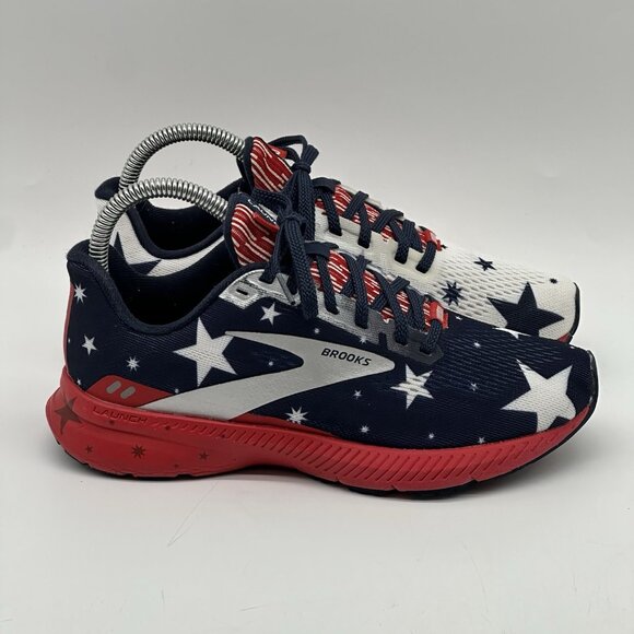 Brooks Launch 8 USA Stars Patriotic Mesh Running Shoes - Women's Size 6D Wide - Picture 2 of 10